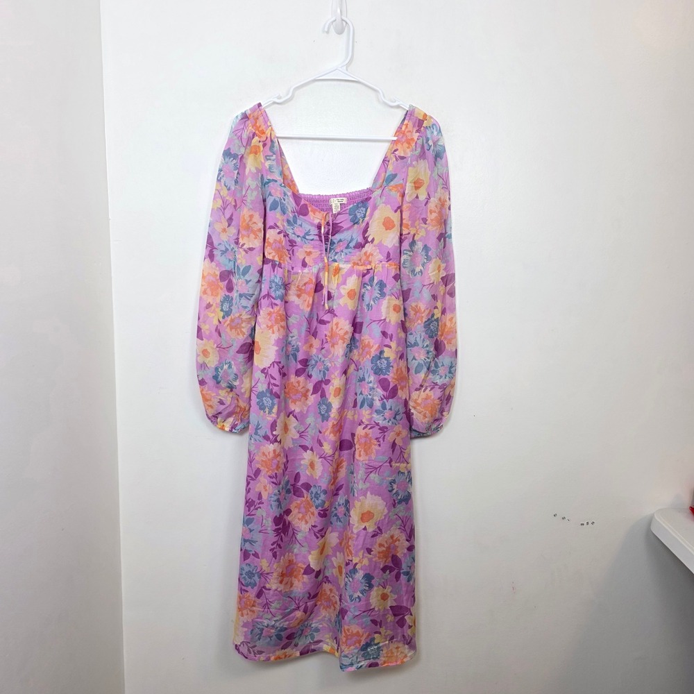 Billabong x The Salty Blonde Purple Floral Spring Boho Artsy Midi Dress Sz Small